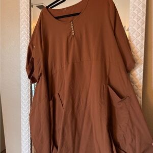 Brown Oversized Tunic with Pockets